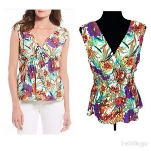 NWT Gibson Latimer Floral Print Sleeveless Top